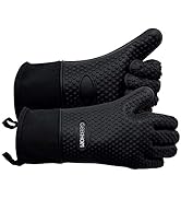 GEEKHOM BBQ Gloves, Grilling Gloves Heat Resistant Oven Gloves, Kitchen Silicone Oven Mitts, Long...