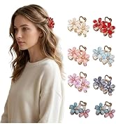 ZJO 8 Pcs Mini Hair Clips, Small Flower Claw Clips for Girls and Women, Sparkly Metal Rhinestone ...