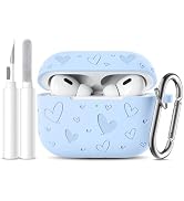 Lerobo Cute Heart Engraved Case for AirPods Pro 2, Pretty Soft Silicone Protective Cover with Cle...