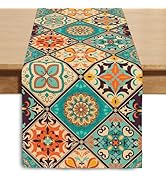 Winotic Boho Bohemian Table Runner 72 Inches Long, Vintage Seasonal Table Runners for Party Kitch...