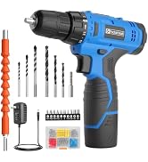 FADAKWALT Cordless Drill/Driver Set,12V 3/8" Electric Power Drill Kit with 1.3AH Battery & Charge...