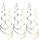 AimtoHome Party Swirl Decorations, Black and Gold Foil Ceiling Hanging Swirl Decoration, Whirls D...