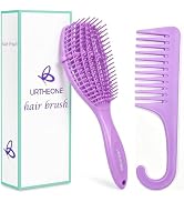 URTHEONE Detangling Hair Brush,Hair Detangler Brush and Wide Tooth Comb Set for Black Natural Cur...