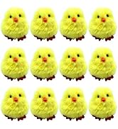 YGbridge Easter Fluffy Chicks, 12 Pcs Yellow Soft Chicks Figurines, Mini Ornaments Stuffed Animal...