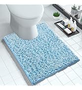 Yimobra Luxury Chenille U-Shaped Toilet Rug, Super Soft Shaggy Contour Bath Mat for Bathroom Floo...