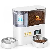 Automatic Cat Feeder and Water Dispenser 2-in-1, 8L Cat Dry Food Dispenser | 5L Dispenser | 3L Gr...
