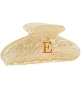 MAORULU 4 Inch Letter Acrylic Hair Claw Clip for Women, Large Cute Marble Beige Glitter Alphabet ...