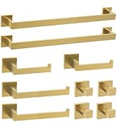 TURS Brushed Gold 10-Piece Bathroom Hardware Set Towel Bar Set SUS304 Stainless Steel Towel Racks...