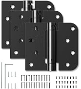 HOSOM 3 Pack Self Closing Door Hinges Matte Black 4 Inch Spring Loaded Hinges with Square & 5/8''...