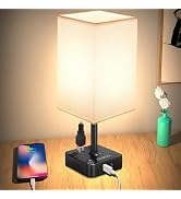 Table Lamp Dimmable cozoo USB Bedside Table Desk Lamp with 2 USB Charging Port(A+C) 2 Outlet,Nigh...