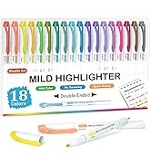 Highlighters, 18 Colors Pastel Highlighter Pens Assorted Colors, Dual Tip Mild Color Highlighter ...