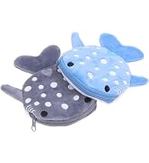 2Pcs Blue and Gray Shark Plush Coin Purse, Kawaii Shark Zipper Wallet Portable Change Wallet Chri...
