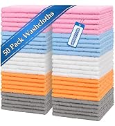 HOMERHYME Microfiber Washcloths, 50 Pack Wash Cloths Face Towel, Soft Lint Free Quick Dry Gym Tow...