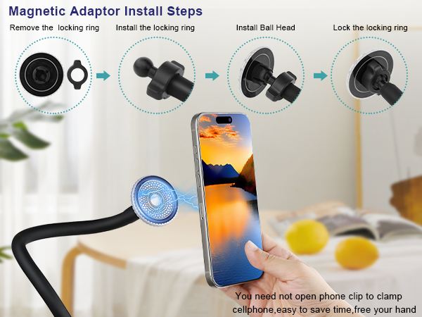 Magneitc gooseneck phone stand