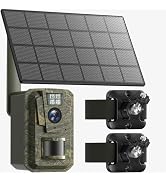 TIEJUS 4G LTE Cellular Trail Camera, 2K Solar Game Camera f/1.6 with Built-in SIM Card, 100° View...