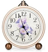 Maxspace 5.2in Vintage Alarm Clock, Silent Non-Ticking Tulips Analog Clock & Battery Operated Tab...