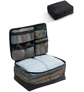 EACHY 5-in-1 Compression Packing Cube, Hanging Luggage Organizer with 4 Compartments for Clothes ...