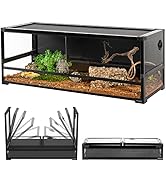 REPTI ZOO 67 Gallon Large Glass Reptile Terrarium 48" x 18" x 18", Easy Folding & Detaching Repti...