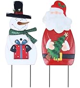 YEAHOME Outdoor Christmas Decorations, 2 Pack Snowman Santa Claus Decorative Garden Stakes for Ch...