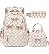 Similove Backpack for Girls Corduroy 3PCS Bow School Bookbag for Teen Girl with Lunch Box & Penci...