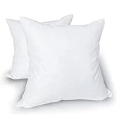 Raajsee Throw Pillows Insert (White, Pack of 2) 20X20 Inches Cotton Fabric Stuffer Square Form fo...