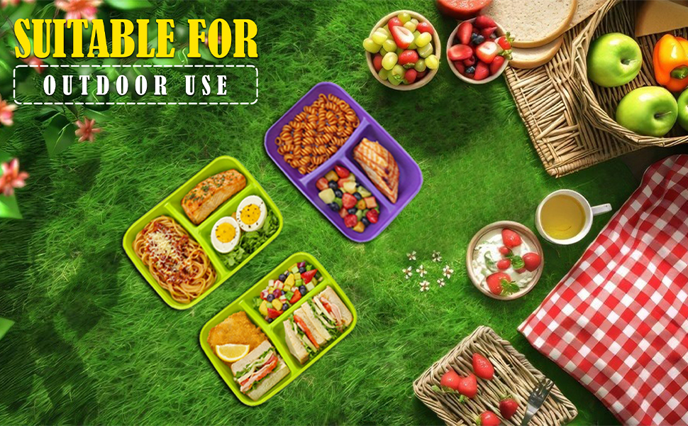 3 Compartment, Meal Prep Lunch Box with Lids, Microwave Safe & Sectioned Food Containers