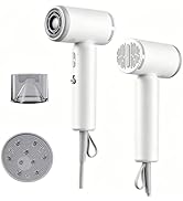 JIGGL Dual-Voltage Mini Travel Hair Dryer: Small High Speed Negative Ion Blow Dryer with Diffuser...