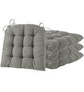 ELFJOY Tufted Chair Cushions for Dining Chairs Set of 4 Premium D Shaped Chair Pads with Ties Com...