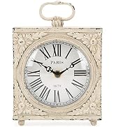 NIKKY HOME Small Table Clock with Handle, Silent Non-Ticking Shelf Desk Top Clock Battery Operate...