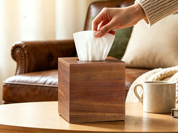 Tissue and Remote Control Holder, Decorative Facial Tissue Cube Box Organizer