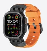 Fullmosa Bands for Apple Watch 44mm 45mm, Rugged TPU iWatch Band with Bumper Case for Men, Compat...