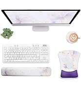 Mouse Pad with Wrist Rest and Keyboard Wrist Rest Set of 3, Gel Ergonomic Support, Non-Slip PU Ba...