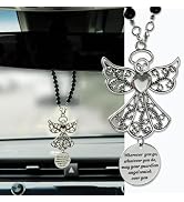 Rislobx Angel Wings Hanging Ornaments for Car Rear View Mirror, Metal Guardian Angel Wings Car Ch...