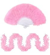 Haakong 2 Pieces Costume Accessories for Women Feather Boa with Feather Fan for Carnival Hallowee...