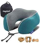 napfun Neck Pillow for Travel, Memory Foam Airplane Pillow, Teal | 360° Neck Support, Upgraded 10...