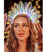 JEAIRTS Light Up Headband Led Crown Headbands Glow Rave Headpiece Flashing Costume Hair Accessori...