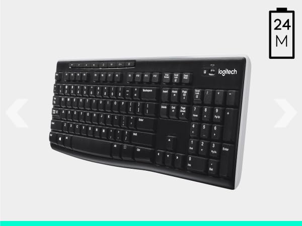 Logitech K270 Wireless Keyboard for Windows, 2.4 GHz Wireless, Full-Size, Number Pad