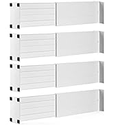 Dial Industries Adjustable Spring Loaded Drawer Dividers, Set of 4, White