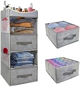 roomtalk 5-Tier Hanging Closet Organizer with 4 Side Pockets 2 Removable Drawers, Foldable Hangin...