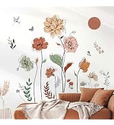 decalmile Boho Flower Wall Decals Floral Plants Grass Wall Stickers Living Room Bedroom Nursery W...