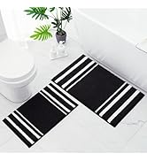HOMEIDEAS Bathroom Rug Set 2 Piece, Striped Super Absorbent Soft Microfiber Non-Slip Washable Bat...