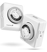 Fosmon Outlet Timers for Electrical Outlets, 24-Hour Dual Plug in Light Timers Programmable Indoo...