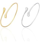 Gold Cuff Bracelets for Women, Silver Arm Cuff Jewelry for Women Upper Arm Bracelet Band, Minimal...