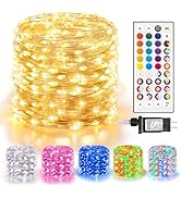 Lithome Led Christmas Fairy Lights Plug In, 200LED 66FT Color Changing Fairy Lights with Remote, ...