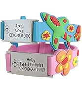 Custom kids Medical Alert Bracelet for emergency contact information, personalized medic ID adjus...