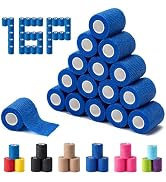 16 Pack Self Adhesive Bandage Wraps,2" X 5 Yards Non-Woven Elastic Cohesive Bandage Wrap, Color A...