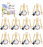 AROIC 120 PCS Painting Supplies Set with Easels, 10 PCS Wood Easels, 10 Packs of 100 Brushes with...
