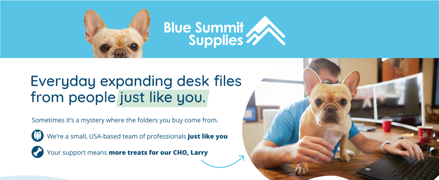 Intro to Blue Summit Supplies with picture of French bulldog