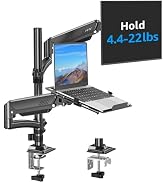 MOUNTUP Laptop and Monitor Desk Mount, Laptop Tray for Max 17" Notebook, Monitors Arm Fits up to ...