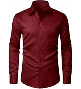 J.VER Men's Dress Shirts Stretch Stain Shield Button Down Shirt Solid Formal Business Casual Long...